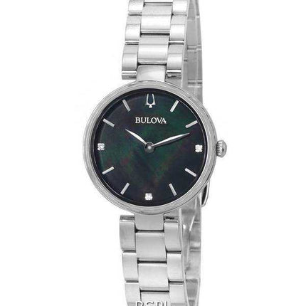 Orologio da donna al quarzo con quadrante in madreperla nera con accenti di diamanti classici Bulova 96P204