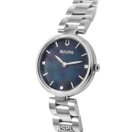 Orologio da donna al quarzo con quadrante in madreperla nera con accenti di diamanti classici Bulova 96P204
