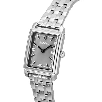 Orologio da donna Bulova Sutton Diamond Accents in acciaio inossidabile con quadrante in madreperla grigia al quarzo 96P252