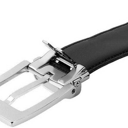 Cintura da uomo Montblanc-Lea 9774 reversibile in pelle nera / marrone