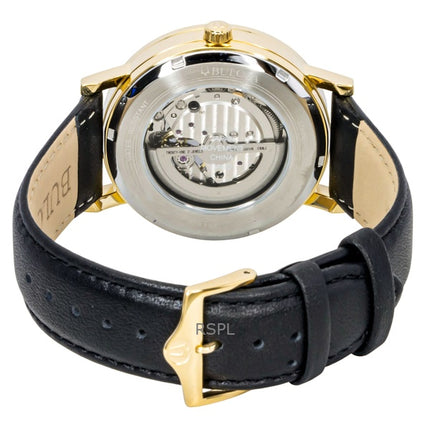 Orologio da uomo Bulova American Clipper con cinturino in pelle Open Heart e quadrante nero automatico 97A154