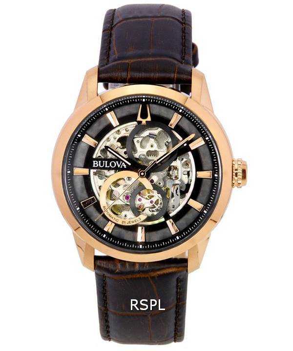 Bulova Classic Sutton Black Skeleton Dial Automatic 97A169 Orologio da uomo