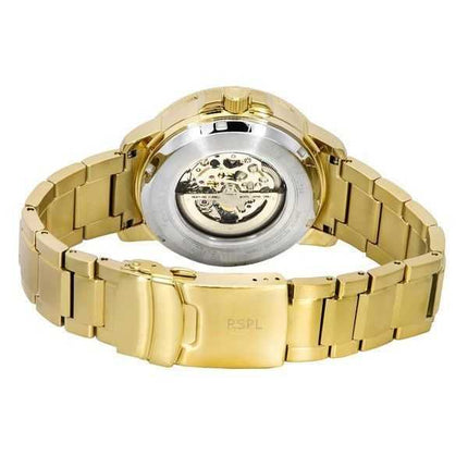 Orologio da uomo Bulova Marine Star in acciaio inossidabile color oro con quadrante nero, automatico, subacqueo, 97A174, 200 m