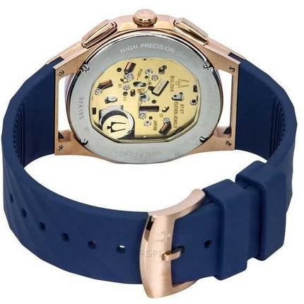 Orologio da uomo Bulova Marc Anthony CURV Cronografo Cinturino in gomma Quadrante blu Quarzo 97A185