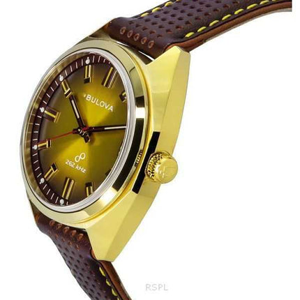 Orologio da uomo Bulova Jet Star con cinturino in pelle e quadrante color oro al quarzo 97B214