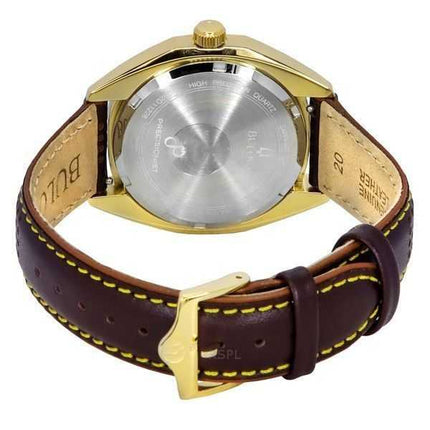 Orologio da uomo Bulova Jet Star con cinturino in pelle e quadrante color oro al quarzo 97B214