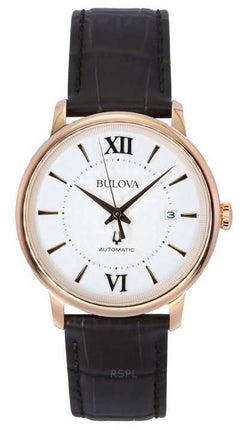 Orologio da uomo Bulova Hudson cinturino in pelle quadrante argento automatico 97B225