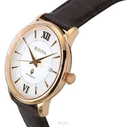 Orologio da uomo Bulova Hudson cinturino in pelle quadrante argento automatico 97B225