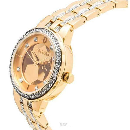 Orologio da donna Bulova Classic Crystal Phantom in acciaio inossidabile color oro con quadrante champagne al quarzo 97L176