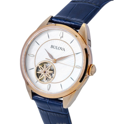 Orologio da donna Bulova Sutton con cinturino in pelle, quadrante in madreperla e cuore aperto, automatico, 97L180