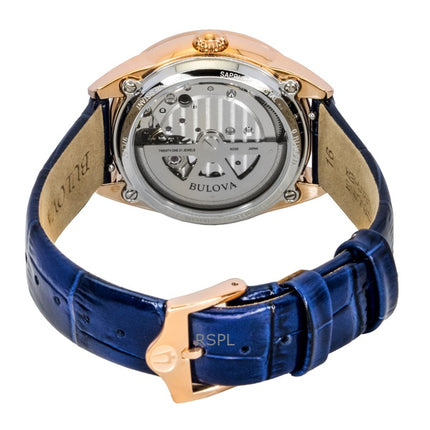 Orologio da donna Bulova Sutton con cinturino in pelle, quadrante in madreperla e cuore aperto, automatico, 97L180