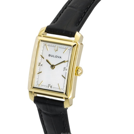 Orologio da donna Bulova Sutton con cinturino in pelle, quadrante in madreperla e diamanti, al quarzo, 97P166