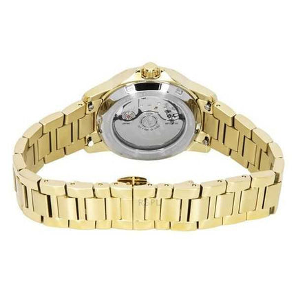 Orologio da donna Bulova Marine Star in acciaio inossidabile color oro con quadrante in madreperla nera automatico 97P171 100M