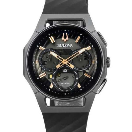 Orologio da uomo Bulova Curv cronografo cinturino in caucciù quadrante grigio al quarzo 98A162