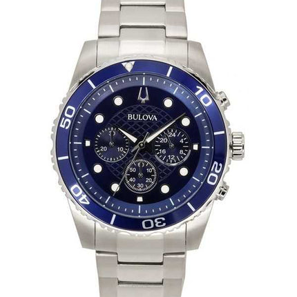 Orologio da uomo Bulova Essentials cronografo in acciaio inossidabile con quadrante blu al quarzo 98A209 100M
