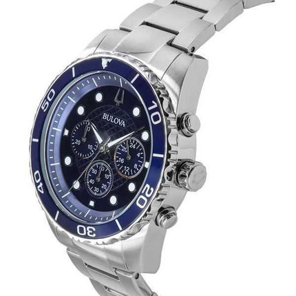 Orologio da uomo Bulova Essentials cronografo in acciaio inossidabile con quadrante blu al quarzo 98A209 100M