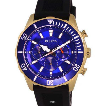 Orologio da uomo Bulova Sport Chronograph Silicon Blue Dial Quartz 98A244 100M da uomo