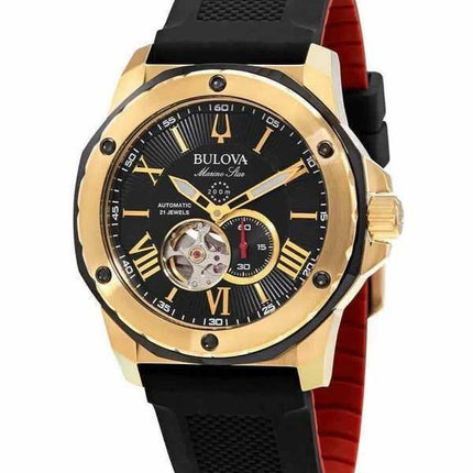 Orologio da uomo Bulova Marine Star Open Heart quadrante nero automatico 98A272 200M da uomo