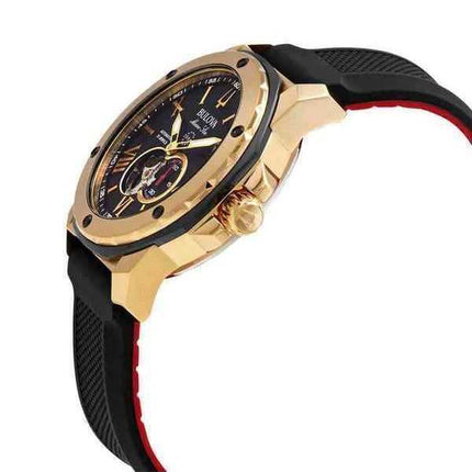 Orologio da uomo Bulova Marine Star Open Heart quadrante nero automatico 98A272 200M da uomo