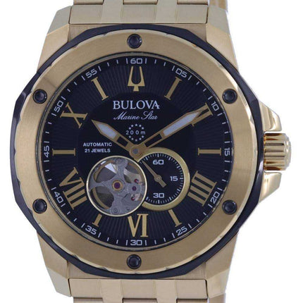 Orologio da uomo Bulova Marine Star Open Heart quadrante nero automatico 98A273 200M da uomo