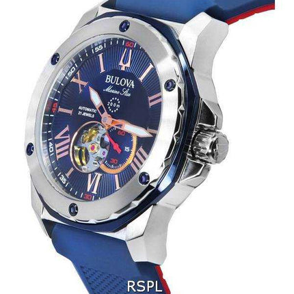 Orologio da uomo 98A282 200M Bulova Marine Star Open Heart quadrante blu automatico da sub