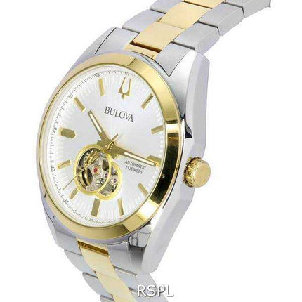 Bulova Surveyor Orologio da uomo automatico con quadrante a cuore aperto argento 98A284