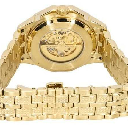 Orologio da uomo Bulova Octava Crystal Accents in acciaio inossidabile con quadrante dorato e scheletro automatico 98A292