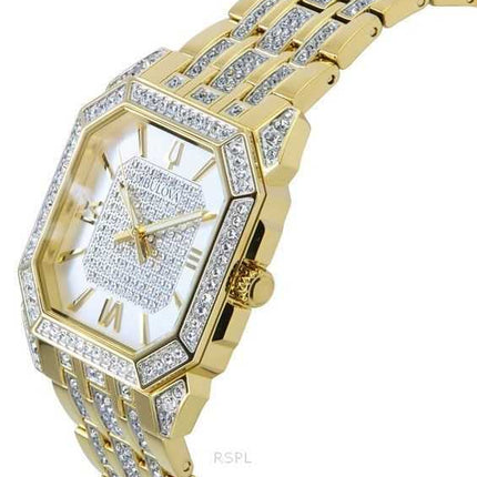 Orologio da uomo Bulova Octava Crystal Accents in acciaio inossidabile color oro con quadrante argentato al quarzo 98A295