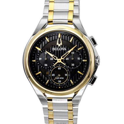 Orologio da uomo Bulova Curv Chronograph bicolore in acciaio inossidabile con quadrante nero al quarzo 98A301