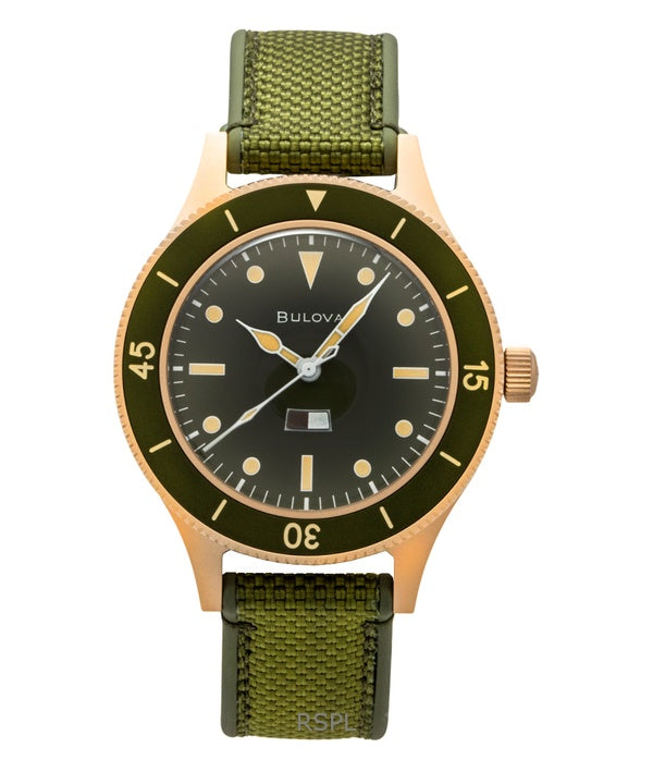 Bulova Mil spedisce l&#39;orologio subacqueo automatico da uomo con quadrante verde in edizione speciale per il 150° anniversario, modello 98A324, 200M