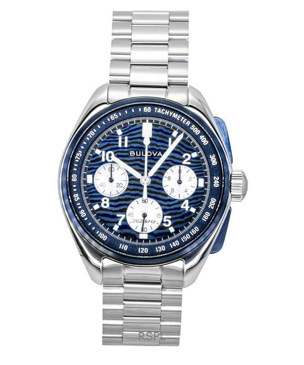 Orologio da uomo Bulova Lunar Pilot Timascus Chronograph 150th Anniversary Limited Edition quadrante blu al quarzo 98A329