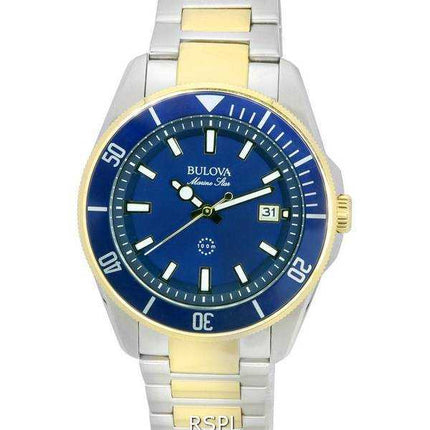 Bulova Marine Star Two Tone Bracciale quadrante blu quarzo 98B334 100M orologio da uomo