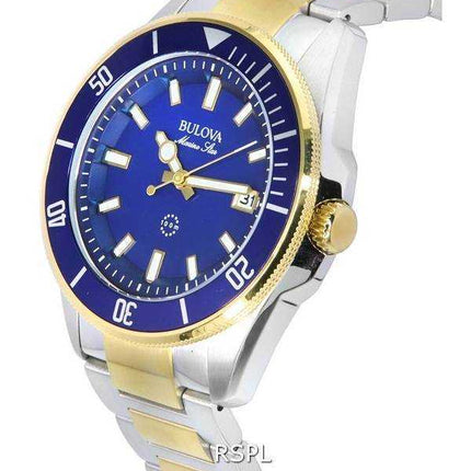 Bulova Marine Star Two Tone Bracciale quadrante blu quarzo 98B334 100M orologio da uomo