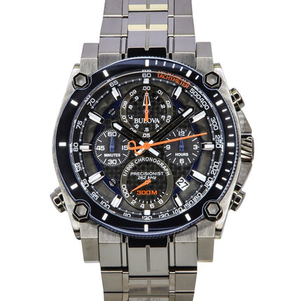 Orologio da uomo Bulova Icon Precisionist Chronograph in acciaio inossidabile con quadrante grigio al quarzo, subacqueo 98B343 300M