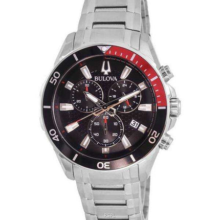 Orologio da uomo Bulova cronografo in acciaio inossidabile con quadrante nero al quarzo 98B344 100M