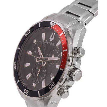 Orologio da uomo Bulova cronografo in acciaio inossidabile con quadrante nero al quarzo 98B344 100M