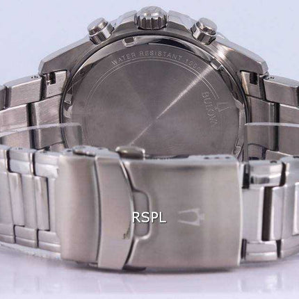 Orologio da uomo Bulova cronografo in acciaio inossidabile con quadrante nero al quarzo 98B344 100M