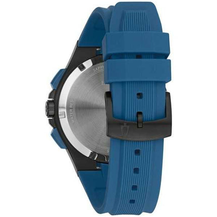 Bulova Maquina cronografo quadrante nero cinturino blu quarzo 98B380 100M orologio da uomo