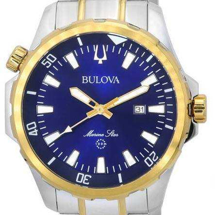 Orologio da uomo Bulova Marine Star Two Tone con quadrante blu al quarzo 98B384 100M