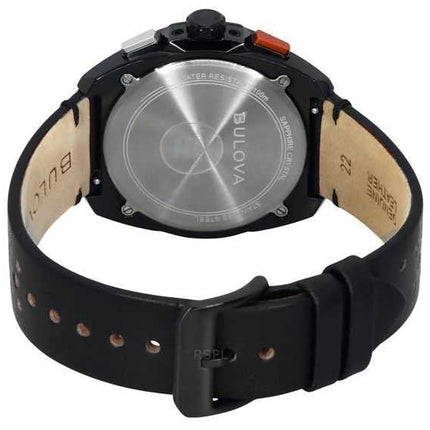 Orologio da uomo Bulova Racer Chronograph cinturino in pelle quadrante nero al quarzo 98B428 100M