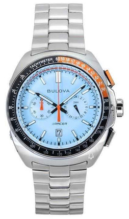 Orologio da uomo Bulova Racer Chronograph in acciaio inossidabile con quadrante blu al quarzo 98B432 100M