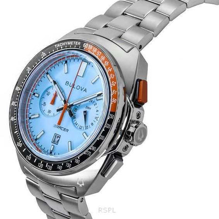 Orologio da uomo Bulova Racer Chronograph in acciaio inossidabile con quadrante blu al quarzo 98B432 100M