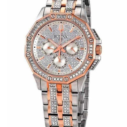 Orologio da uomo Bulova Octava Crystal Accents Two Tone Silver Multifunction Dial Quartz 98C133