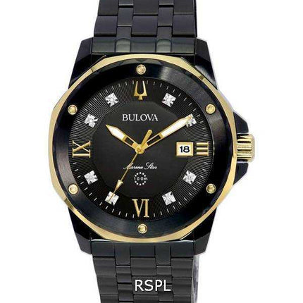 Orologio da uomo Bulova Marine Star Diamond accenti quadrante nero al quarzo 98D176 100M