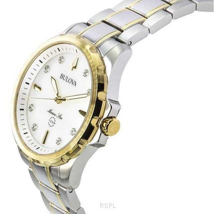Orologio da donna Bulova Marine Star in acciaio inossidabile bicolore con accenti di diamanti e quadrante in madreperla al quarz