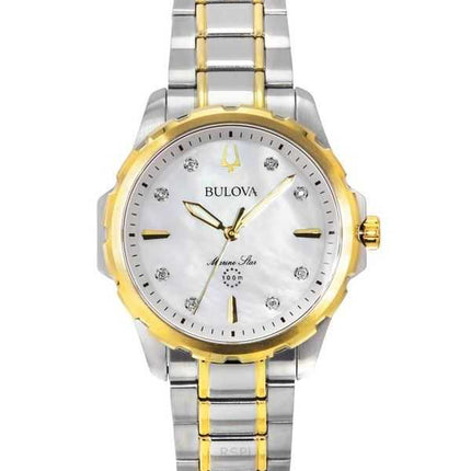 Orologio da donna Bulova Marine Star in acciaio inossidabile bicolore con accenti di diamanti e quadrante in madreperla al quarz