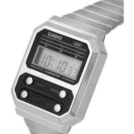 Orologio da uomo Casio vintage digitale in acciaio inossidabile A100WE-1A A100WE-1