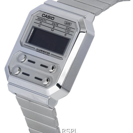 Casio Orologio unisex al quarzo digitale vintage in acciaio inossidabile A100WE-7B A100WE-7B