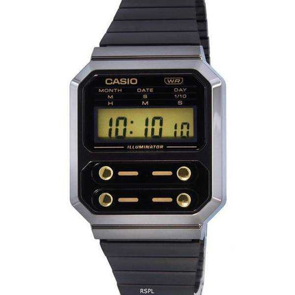 Orologio da uomo Casio vintage digitale in acciaio inossidabile al quarzo A100WEG-1A2