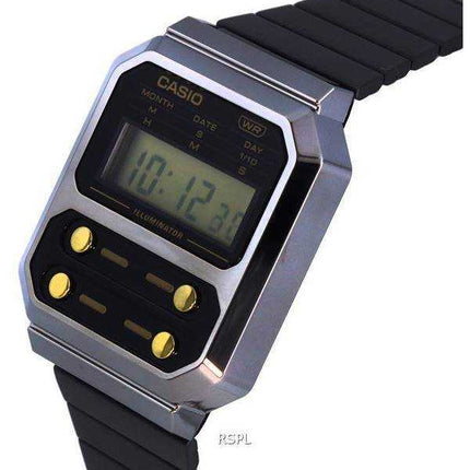 Orologio da uomo Casio vintage digitale in acciaio inossidabile al quarzo A100WEG-1A2